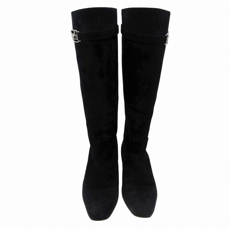 Hermes Long Boots Suede Carre Buckle Carriage Hardware Versailles — view 4