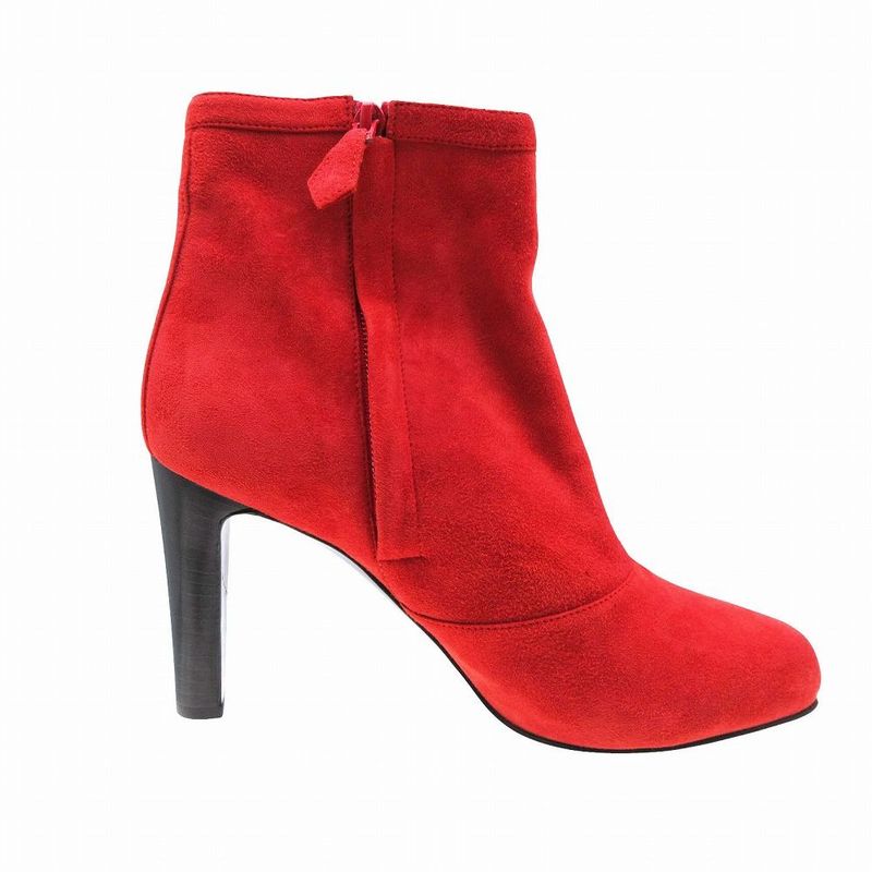 Hermes Short Boots Collier De Chien Suede Side Zip 37 Red — view 2