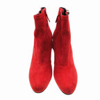 Hermes Short Boots Collier De Chien Suede Side Zip 37 Red — view 4