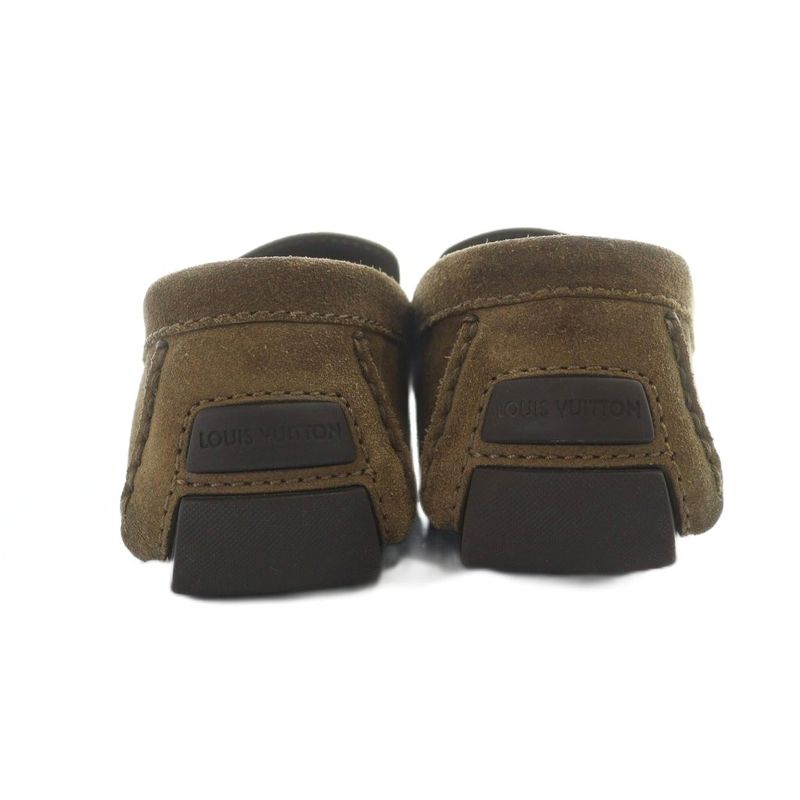 Louis Vuitton Monte Carlo Loafers Driving Shoes Square Toe Suede Logo 6.5 — view 5
