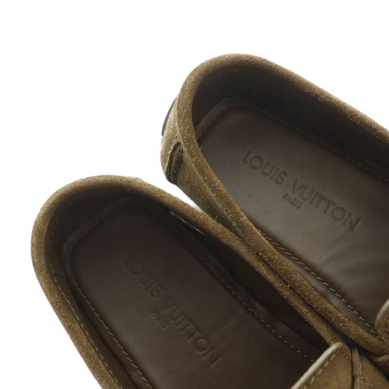 Louis Vuitton Monte Carlo Loafers Driving Shoes Square Toe Suede Logo 6.5 — view 4