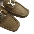 Louis Vuitton Monte Carlo Loafers Driving Shoes Square Toe Suede Logo 6.5 — view 3