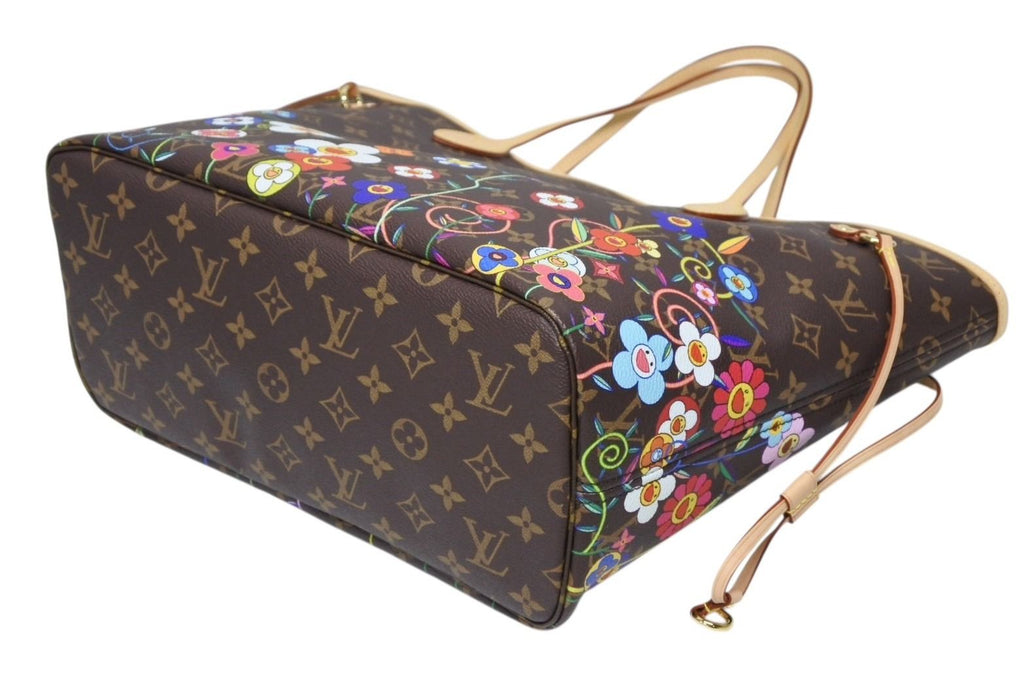 Louis Vuitton Monogram LV TM Neverfull MM Tote Bag Takashi Murakami Brown Gold — view 8