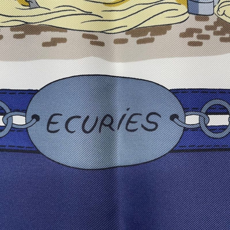 Hermes Silk Scarf Carre 90 Ecuries Stable Navy Box — view 7
