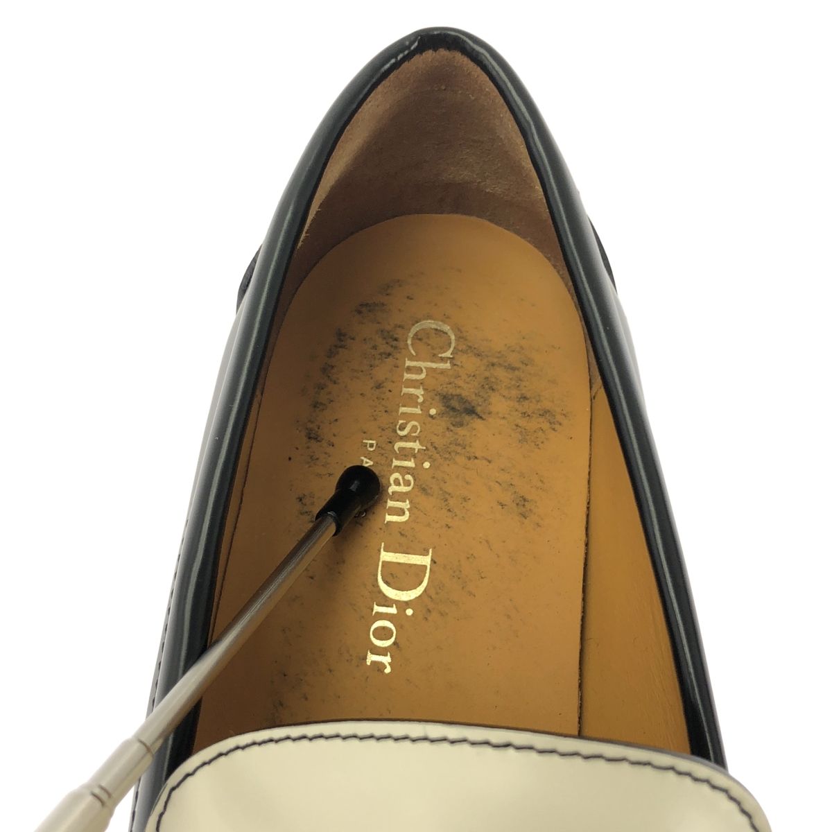 Christian Dior Boy Bicolor Leather Loafers 37 1 2 Black White — view 3