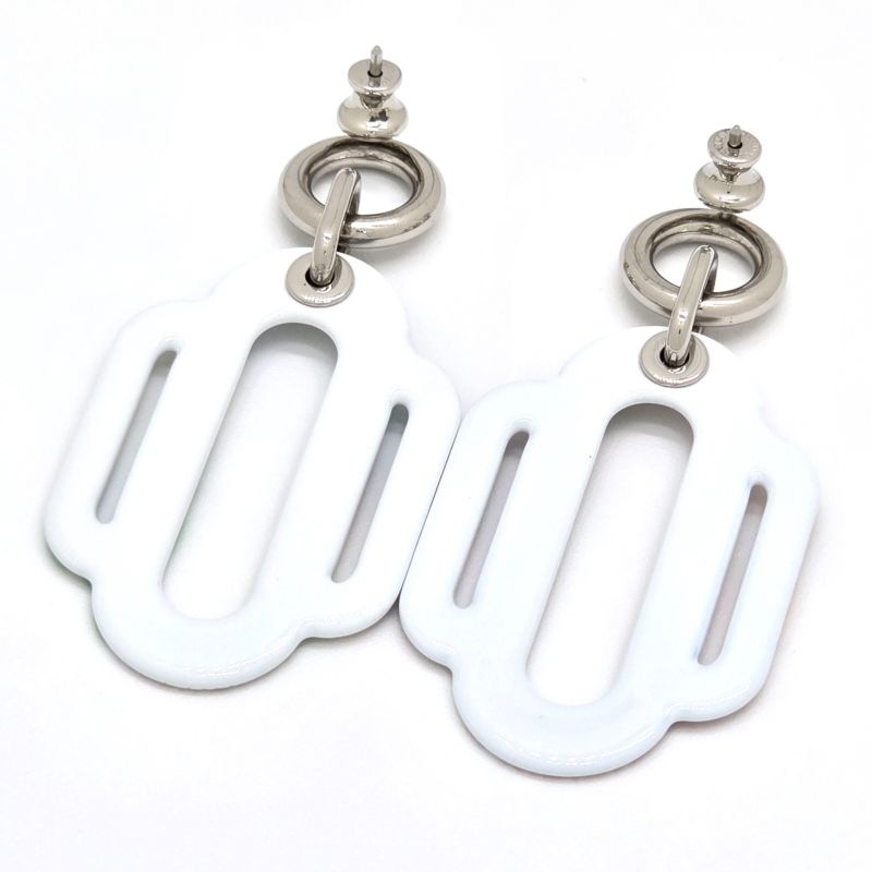 Hermes Attrage Earrings Both Ears Enamel White Multicolor Height 6 cm — view 6