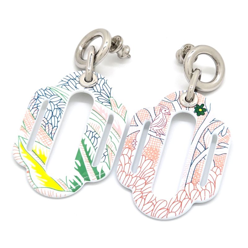Hermes Attrage Earrings Both Ears Enamel White Multicolor Height 6 cm — view 5