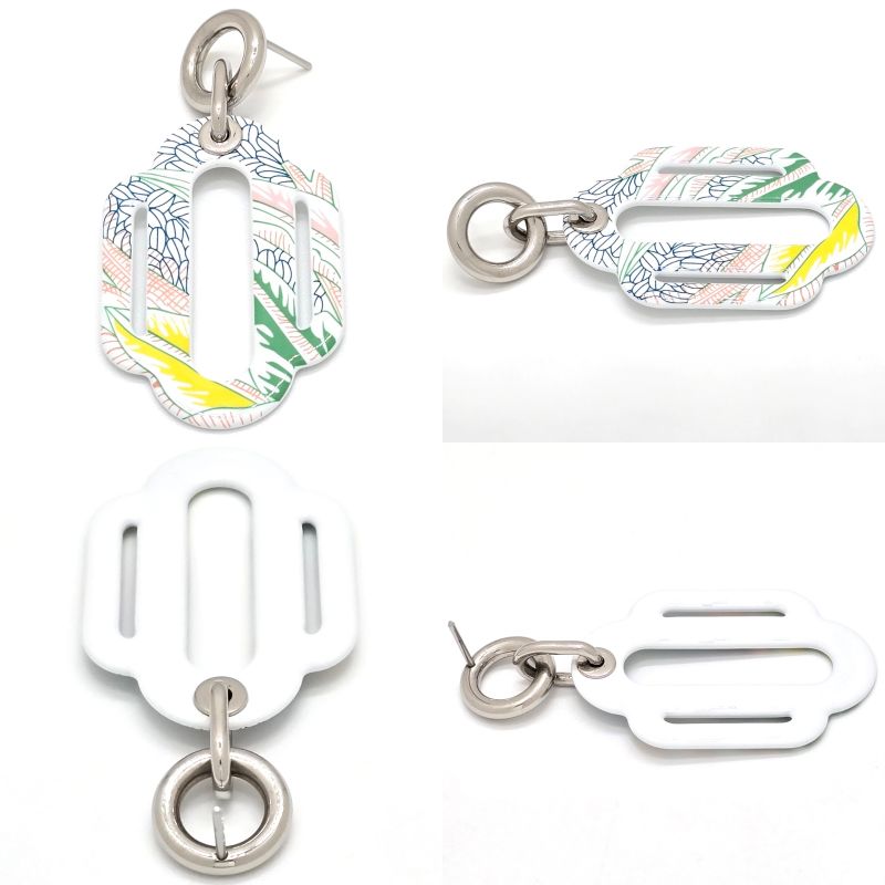 Hermes Attrage Earrings Both Ears Enamel White Multicolor Height 6 cm — view 7