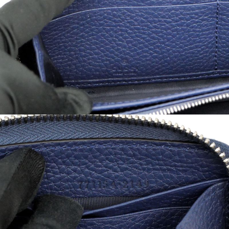 Gucci Logo Zip Around Wallet Blue Navy Silver — view 6