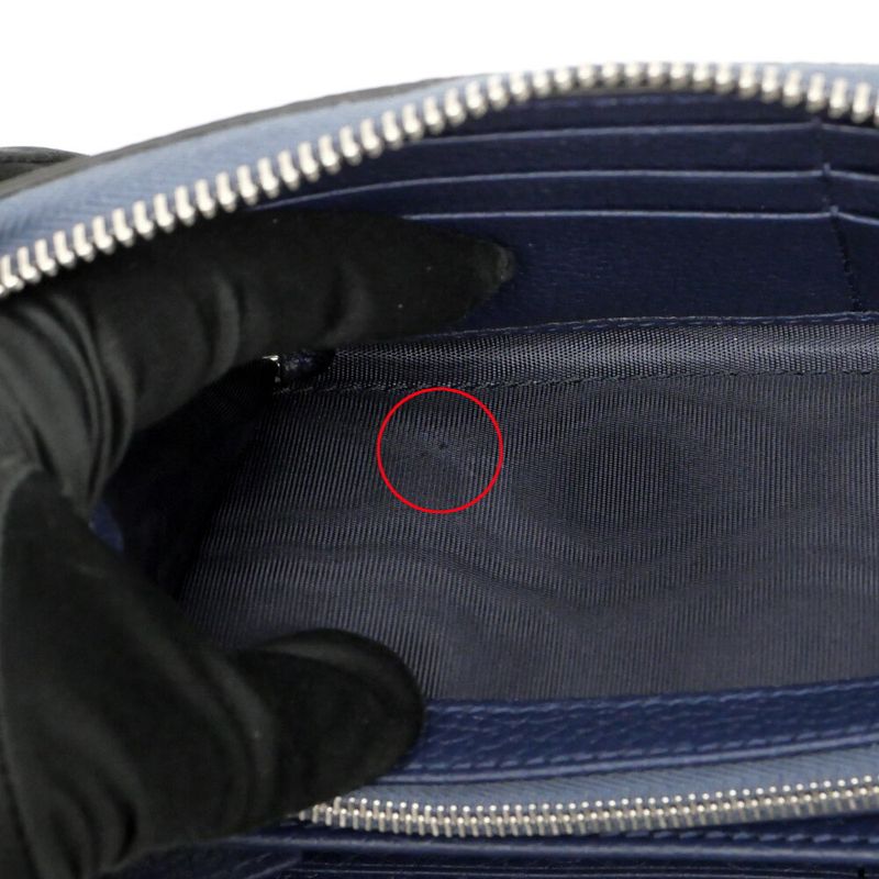 Gucci Logo Zip Around Wallet Blue Navy Silver — view 9