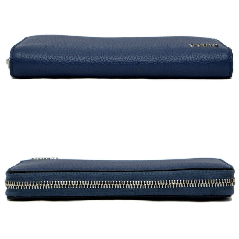 Gucci Logo Zip Around Wallet Blue Navy Silver — view 4