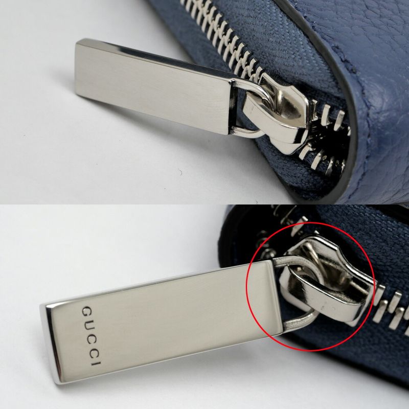 Gucci Logo Zip Around Wallet Blue Navy Silver — view 7