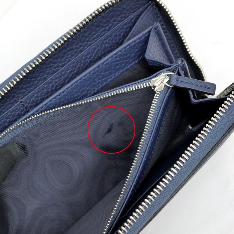 Gucci Logo Zip Around Wallet Blue Navy Silver — view 8