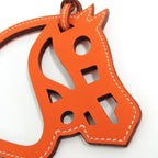Hermes Paddock Charm Cheval Leather Orange Horse Bag Accessory — view 4