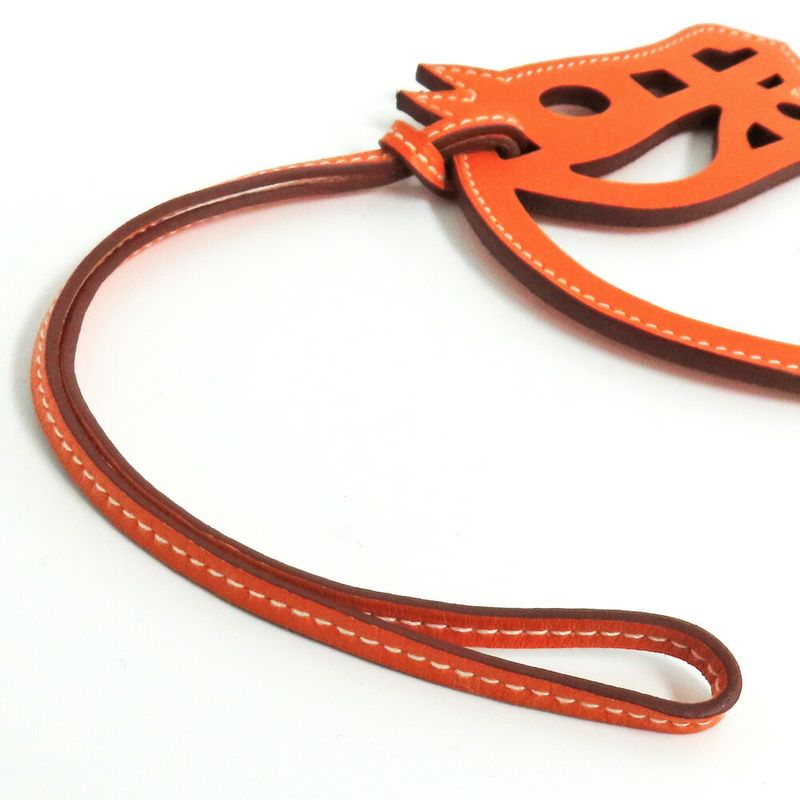 Hermes Paddock Charm Cheval Leather Orange Horse Bag Accessory — view 6
