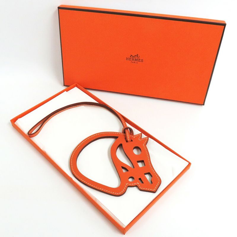 Hermes Paddock Charm Cheval Leather Orange Horse Bag Accessory — view 8