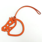 Hermes Paddock Charm Cheval Leather Orange Horse Bag Accessory — view 3