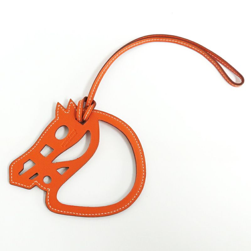 Hermes Paddock Charm Cheval Leather Orange Horse Bag Accessory — view 3