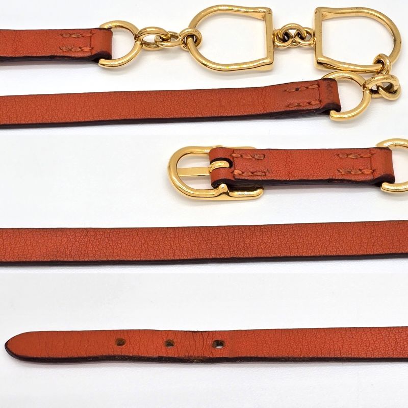 Hermes Leather Bracelet Etrier Double Tour Wrap O Stamp T2 arm Circumfere — view 7