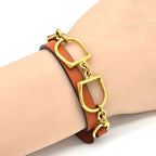 Hermes Leather Bracelet Etrier Double Tour Wrap O Stamp T2 arm Circumfere — view 3