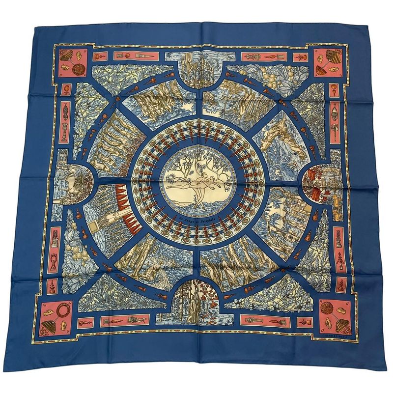 Hermes Scarf Silk Carre 90 le Songe De Poliphile Dream Blue Box — view 2
