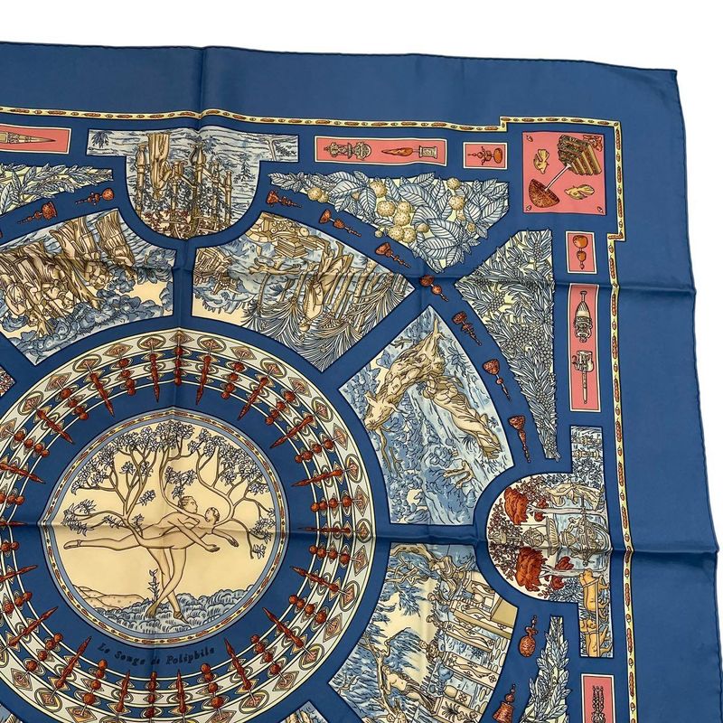 Hermes Scarf Silk Carre 90 le Songe De Poliphile Dream Blue Box — view 4