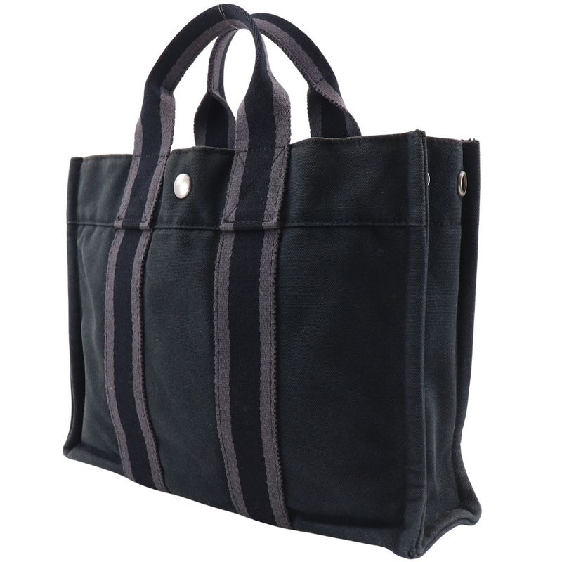 Hermes Sac Fourre Tout PM Cotton Canvas Black Handbag — view 3