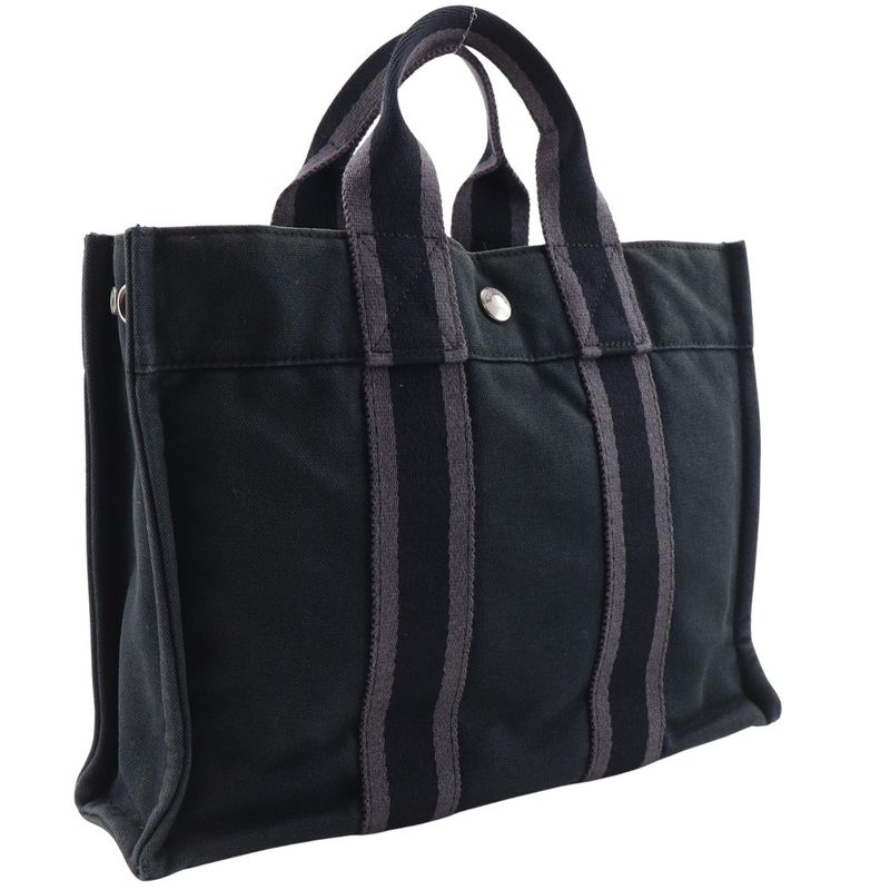 Hermes Sac Fourre Tout PM Cotton Canvas Black Handbag — view 4
