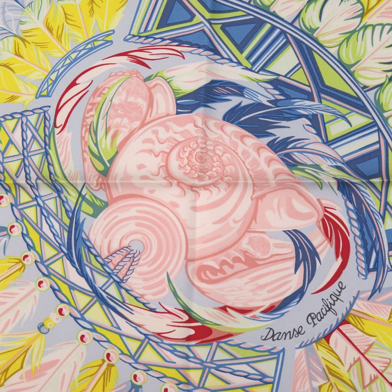 Hermes Carre 90 Danse Pacifique Silk Blue Ciel Scarf 0771 — view 4