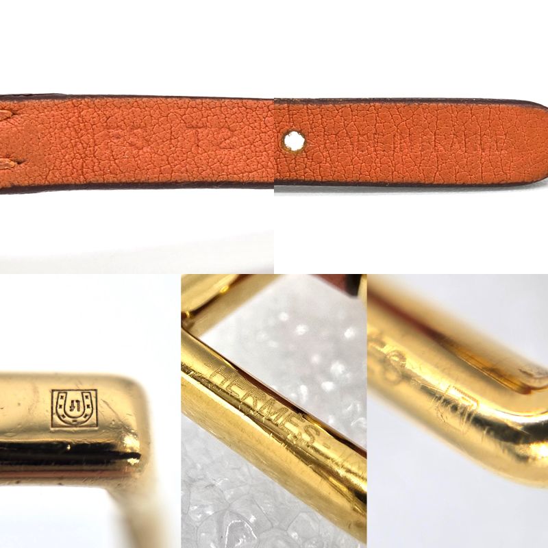 Hermes Leather Bracelet Etrier Double Tour Wrap O Stamp T2 arm Circumfere — view 9