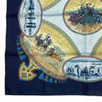 Hermes Carre 90 Scarf Silk Cavaliers Peuls Horseman Of The Pool Tribe Navy — view 5