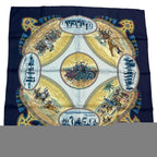 Hermes Carre 90 Scarf Silk Cavaliers Peuls Horseman Of The Pool Tribe Navy — view 3