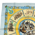 Hermes Carre 90 Chevaux de Trait Horse Silk Scarf Blue — view 3