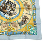 Hermes Carre 90 Chevaux de Trait Horse Silk Scarf Blue — view 6