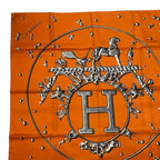 Hermes Carre 90 Vif Argent Silver Drop Scarf Silk Orange Box — view 3