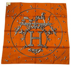 Hermes Carre 90 Vif Argent Silver Drop Scarf Silk Orange Box — view 2