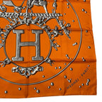 Hermes Carre 90 Vif Argent Silver Drop Scarf Silk Orange Box — view 6