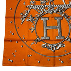 Hermes Carre 90 Vif Argent Silver Drop Scarf Silk Orange Box — view 5