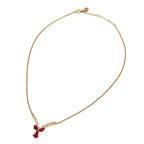 Dior Necklace Rhinestone Redstone Gold Accessories Pendant — view 3