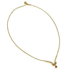 Dior Necklace Rhinestone Redstone Gold Accessories Pendant — view 4