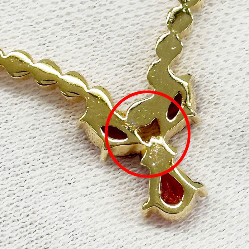Dior Necklace Rhinestone Redstone Gold Accessories Pendant — view 9
