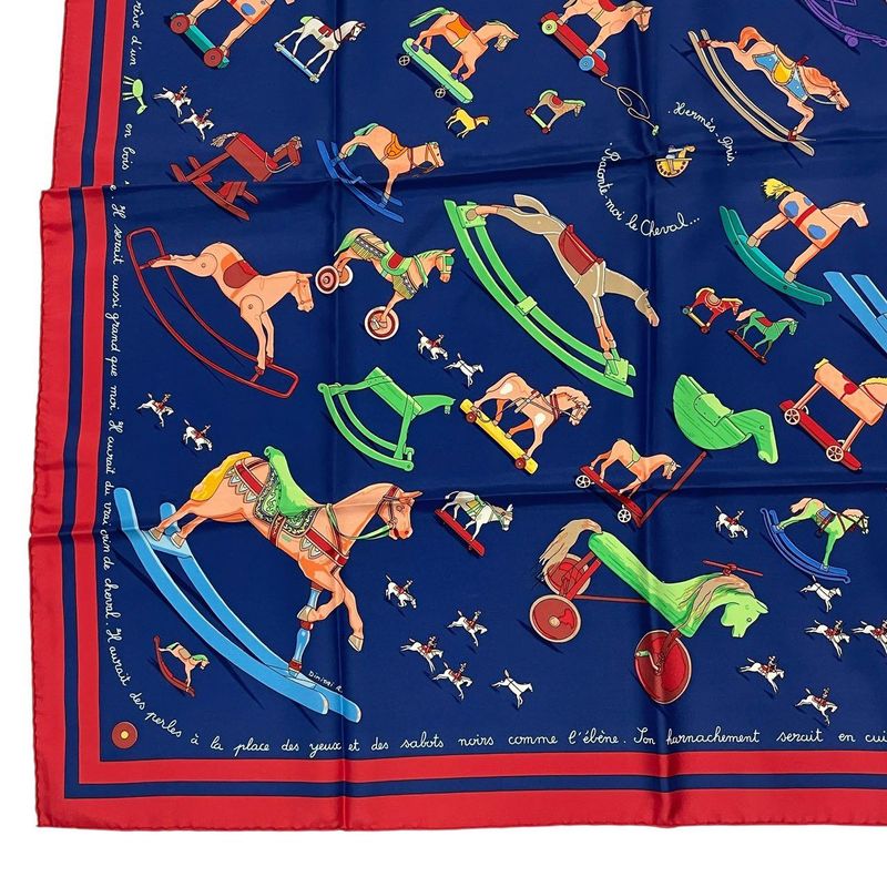 Hermes Carre 90 Scarf 100% Silk Raconte Moi Le Cheval Talking About Horses — view 5