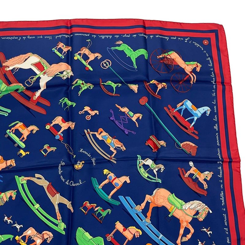 Hermes Carre 90 Scarf 100% Silk Raconte Moi Le Cheval Talking About Horses — view 4