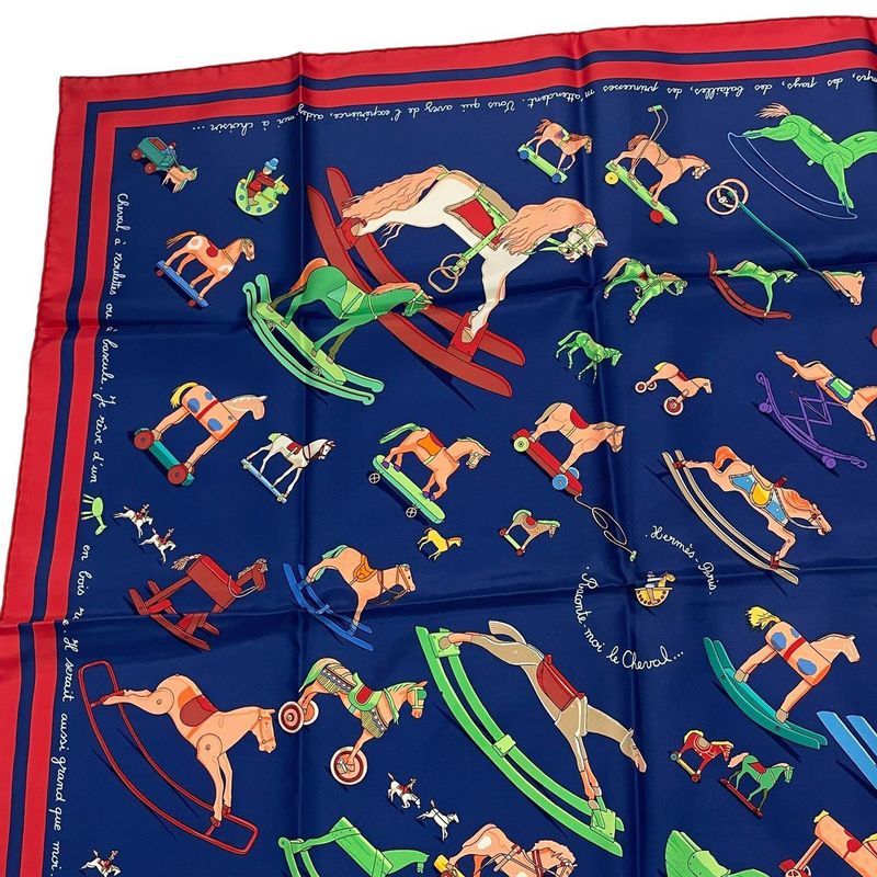 Hermes Carre 90 Scarf 100% Silk Raconte Moi Le Cheval Talking About Horses — view 3