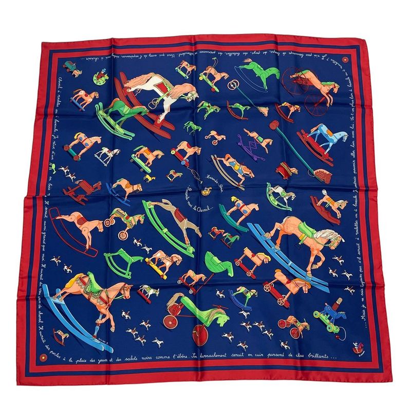Hermes Carre 90 Scarf 100% Silk Raconte Moi Le Cheval Talking About Horses — view 2