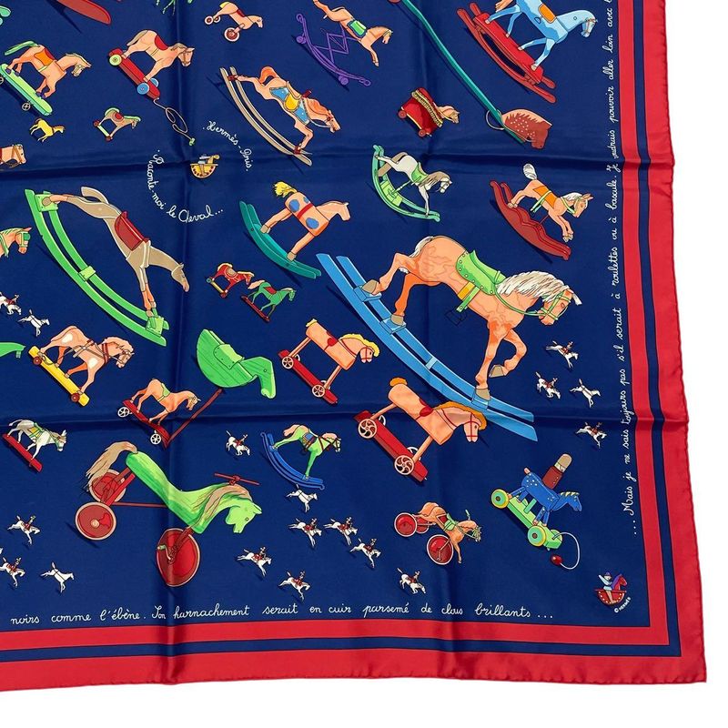 Hermes Carre 90 Scarf 100% Silk Raconte Moi Le Cheval Talking About Horses — view 6