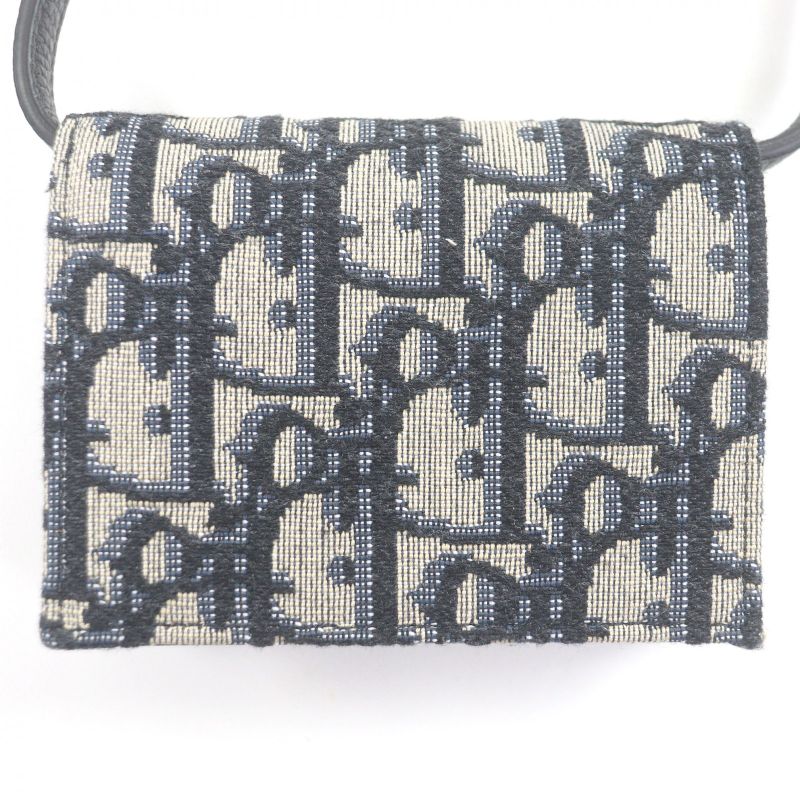 Dior Homme Canvas Leather Oblique Shoulder Strap Nano Pouch Beige Navy — view 5