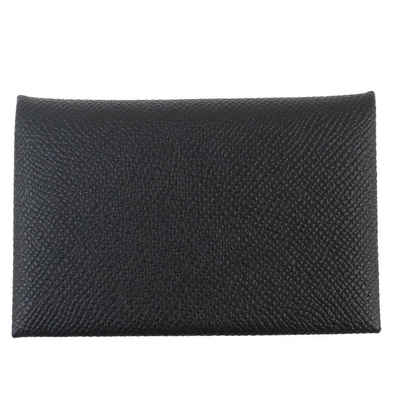 Hermes Calvi Veau Epsom Silver Hardware Business Card Holder Coin Case — view 4