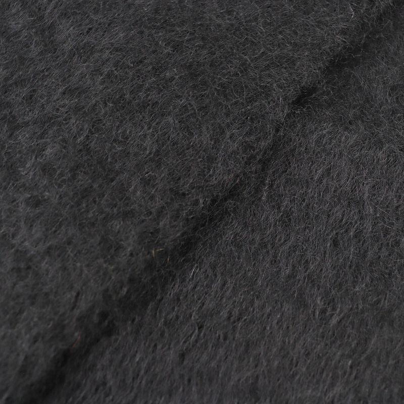 Loewe Mohair Wool Anagram Leather Patch Long Muffler With Fringe Black Scarf — view 4