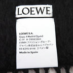 Loewe Mohair Wool Anagram Leather Patch Long Muffler With Fringe Black Scarf — view 7